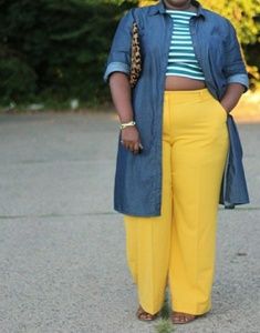 Mustard yellow wide leg pants